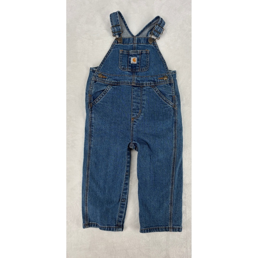 Carhartt Denim Overalls Toddler 24M Blue‎ Bib Workwear OX8665-B